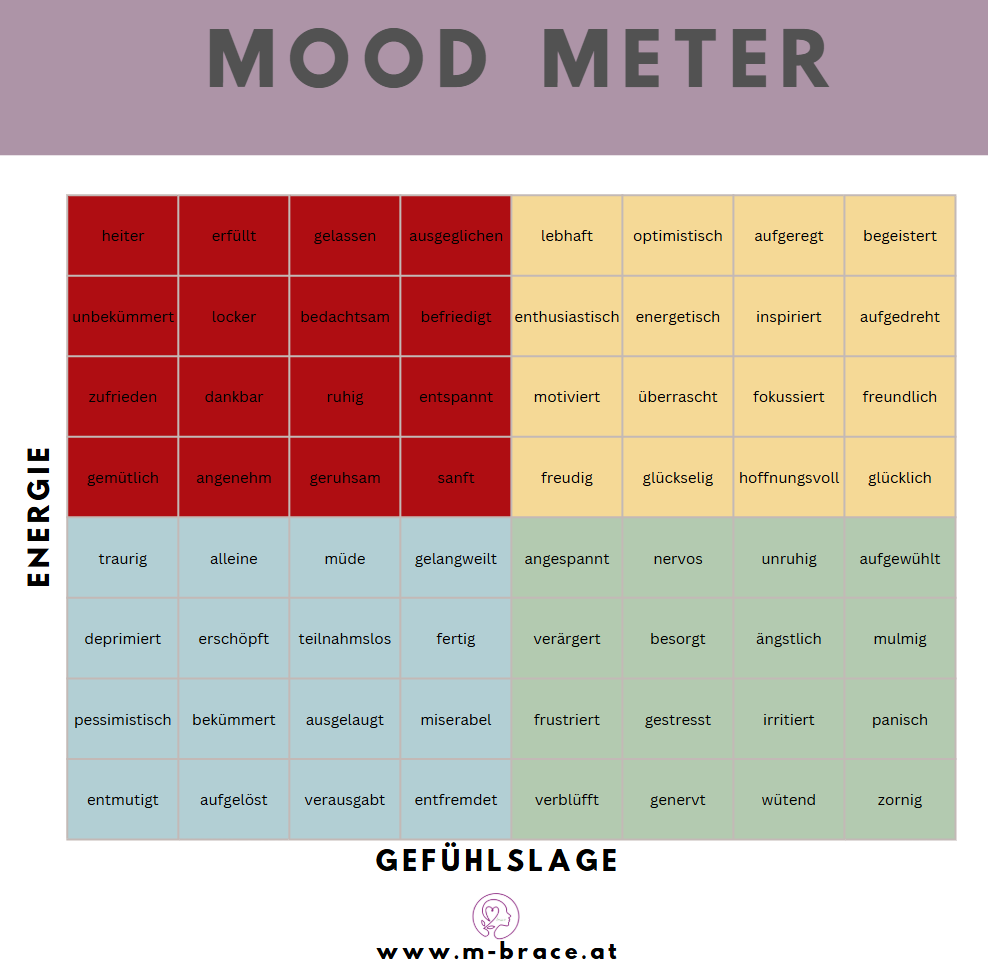Mood Meter zur Anwendung der RULER-Methode 360° HEALTHNESS